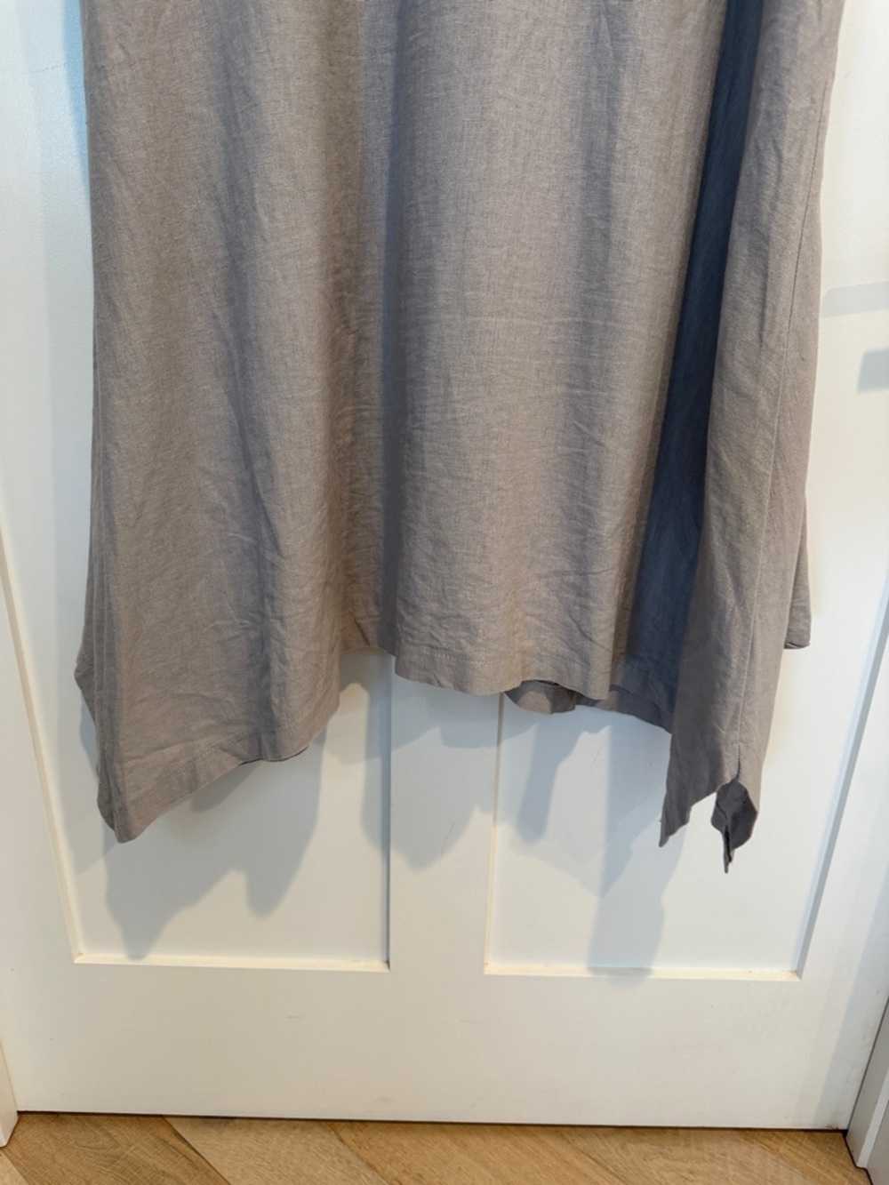 For Cynthia Sleeveless Asymmetrical Button-Front Dress in Light Gray - Picture 7 of 7